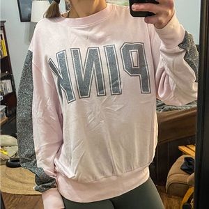 PINK by Victoria’s Secret sparkly logo, pink oversized crew fleece
